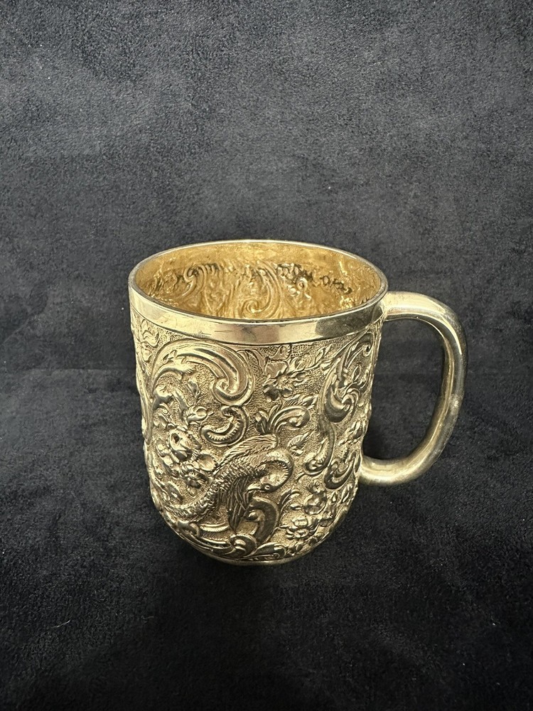 Victorian silver christening mug