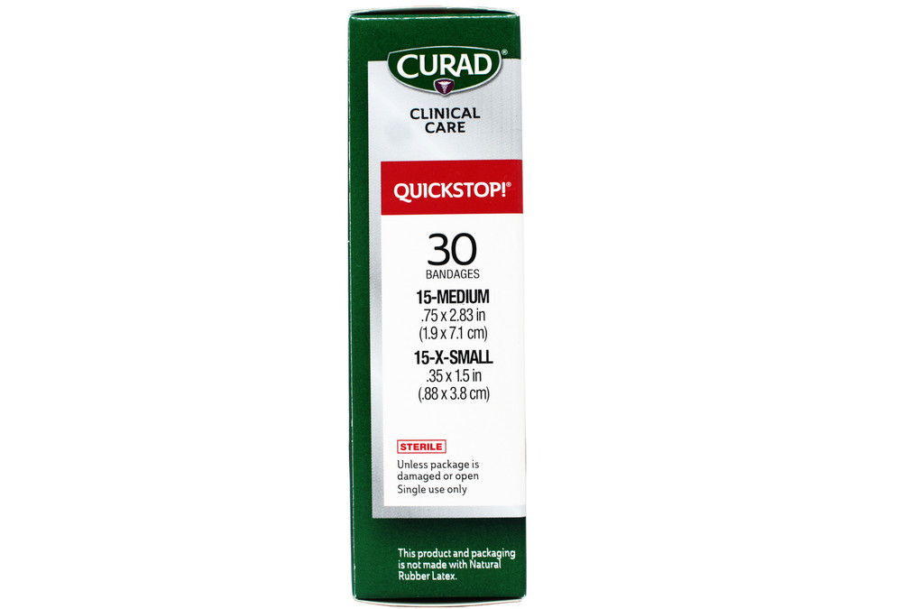 Curad QuickStop Flex-Fabric Bandages, Clotting Tech, Assorted, 30 Count, 2 Pack