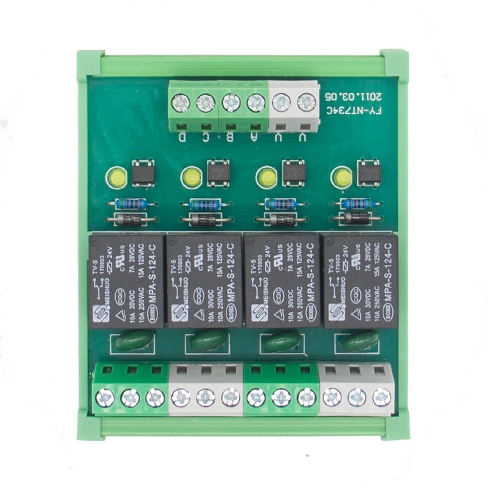 4 Channel Relay Module 24V DC/AC SPDT DIN Rail Mount