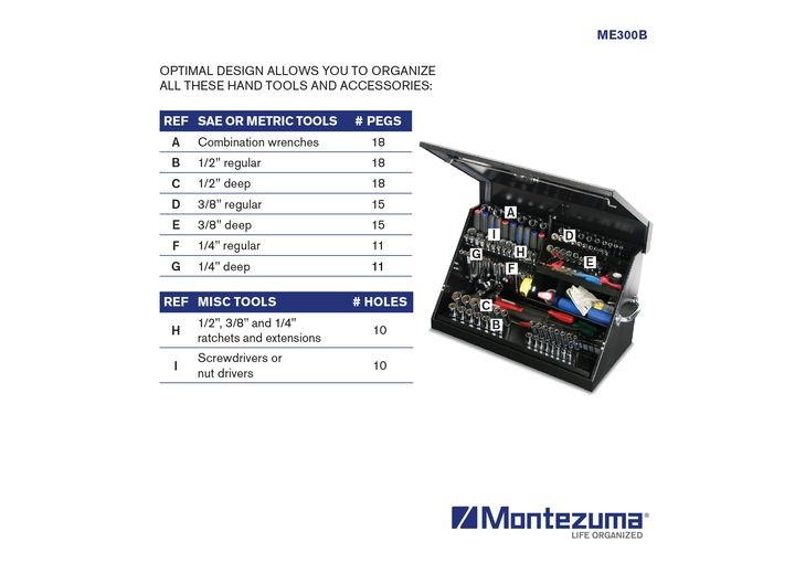 Montezuma ME300B 30" x 15" Triangle Toolbox, Steel, Black