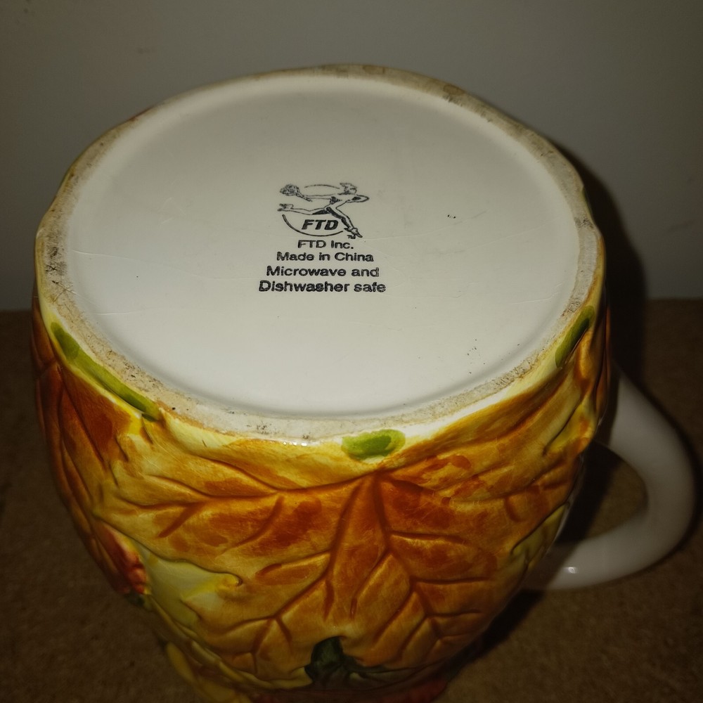Ceramic Pitcher Fall FTD Autumn Leaves Design 7"H