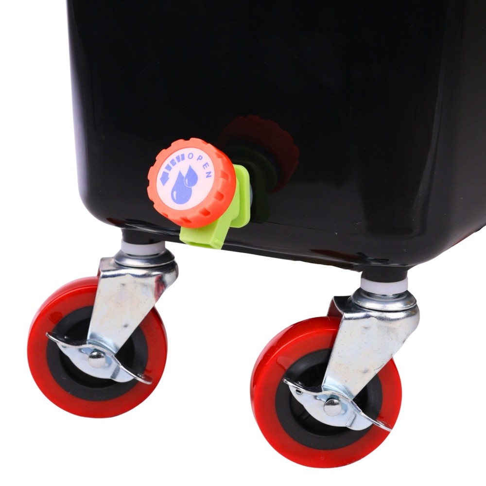 Black Drink Dump Bin w/ Wheels – Dual Compartment Liquid & Trash Disposal