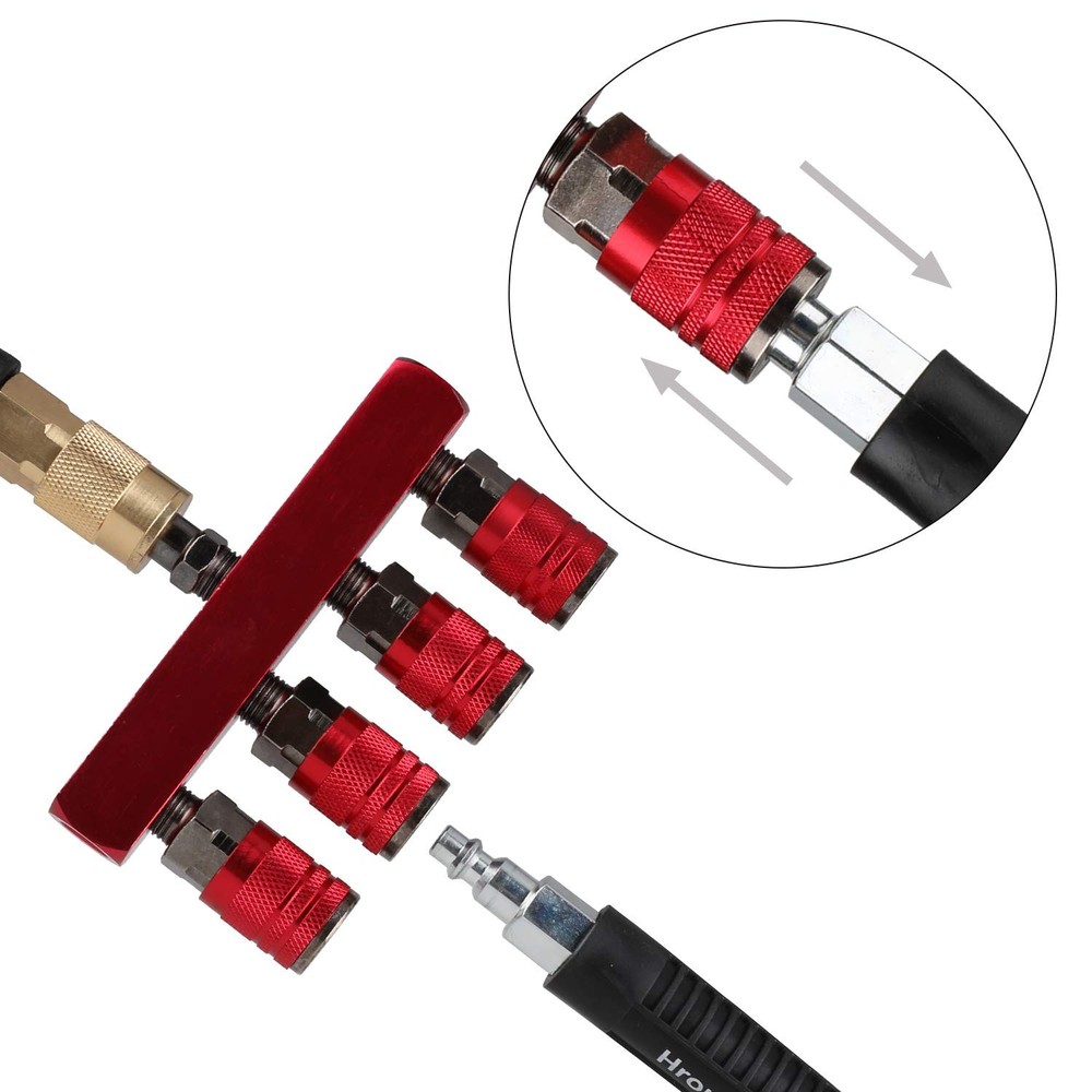 4-Way Air Manifold 5 Ports Pneumatic Compressor Quick Connect Socket Splitter