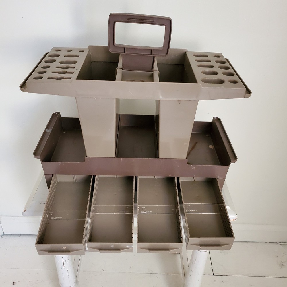 Vintage Akro Mills Gray Plastic Drill Boy Toolbox Caddy