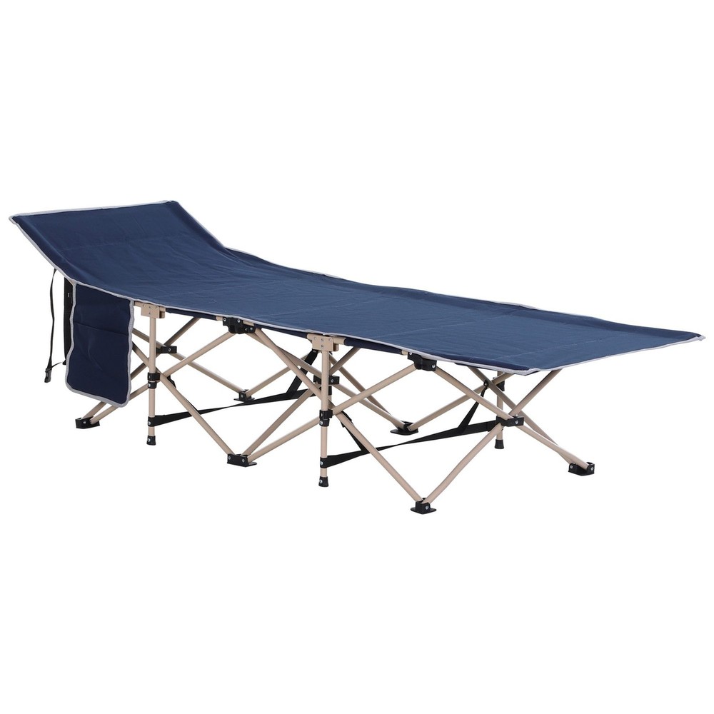 Foldable Outdoor Sleeping Bed Elevated Support 330lb Capacity Blue