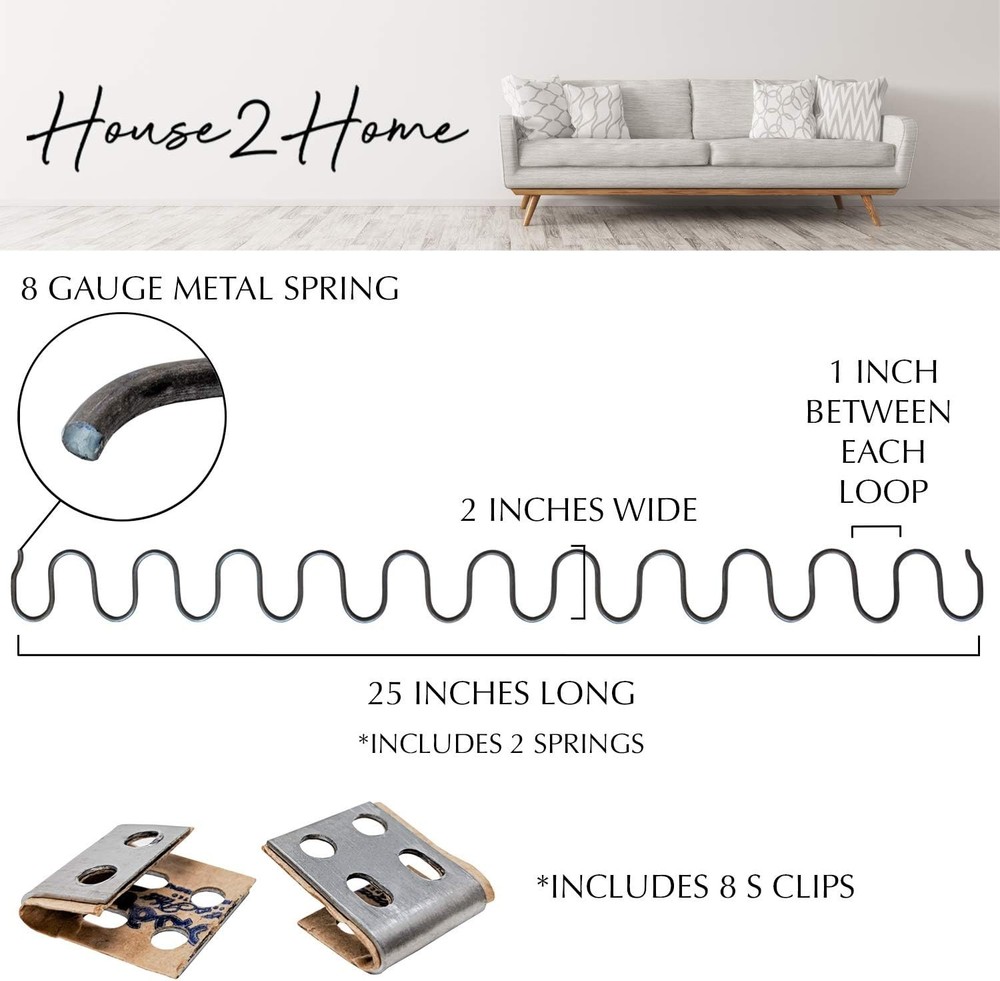 House2Home 25" Sofa Upholstery Spring 25" 2-pack Springs, Grey