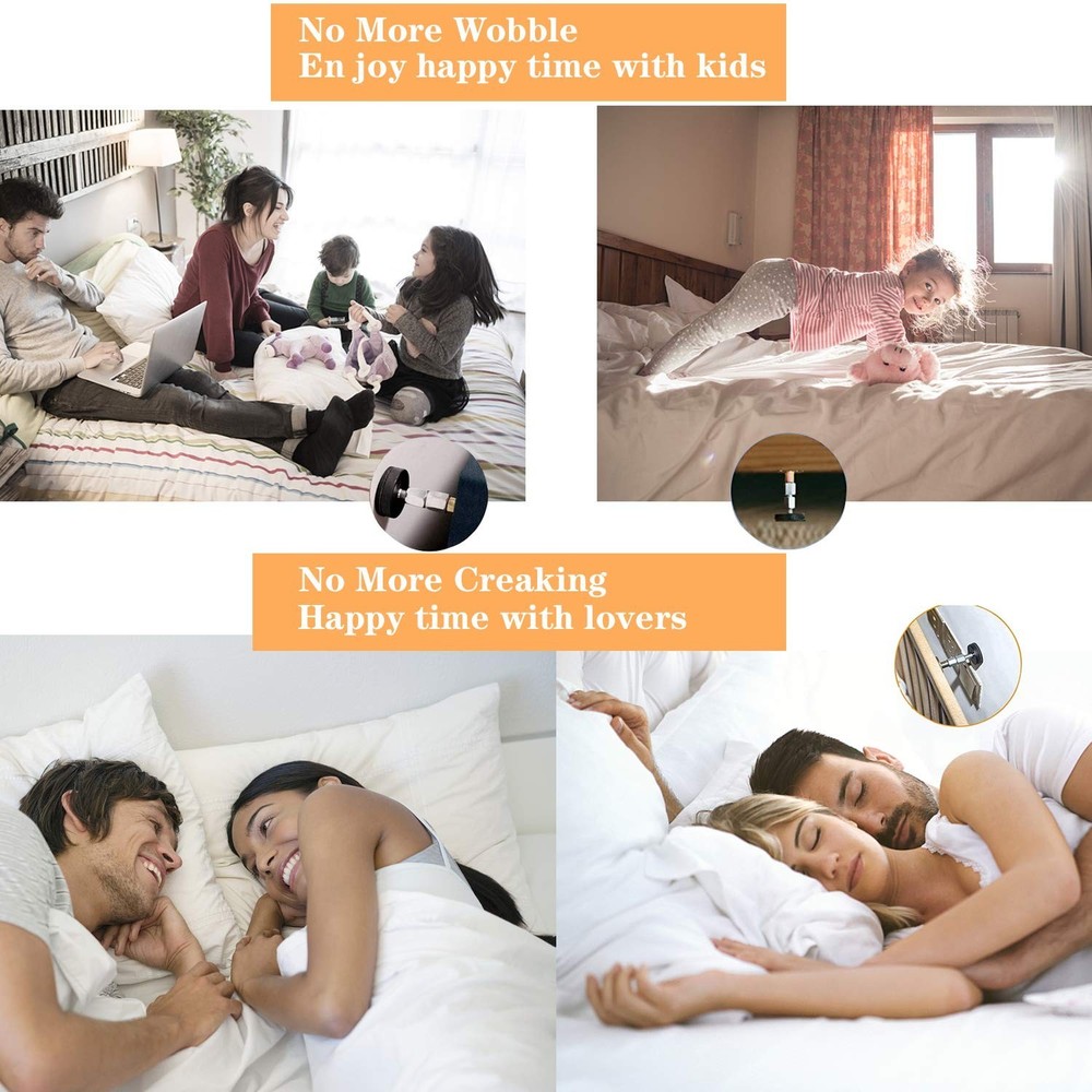 4Pcs Bed Frame Anti-Shake Tool, Threaded Adjustable Headboard Stoppers, Preve...