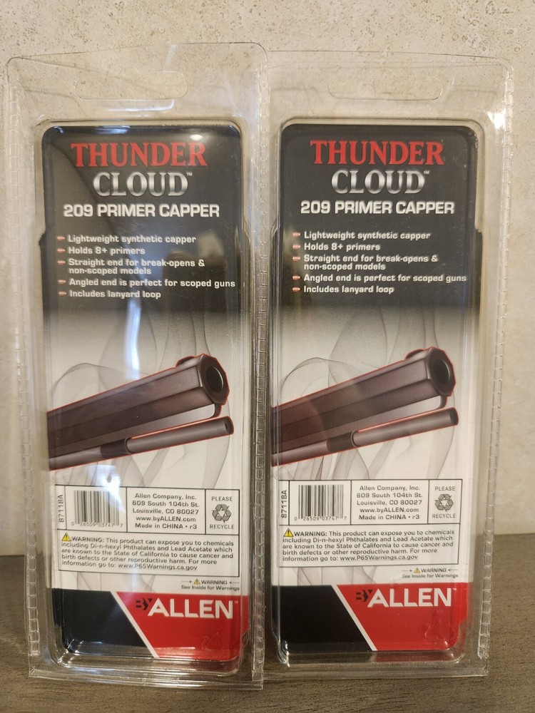 (2) Thunder Cloud 209 Inline Muzzle loader Primer Capper by Allen, holds 8+