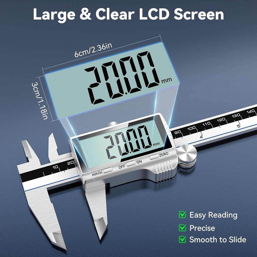 Housolution Digital Caliper, 12Inch Caliper Measuring Tool with Large LCD Scr...
