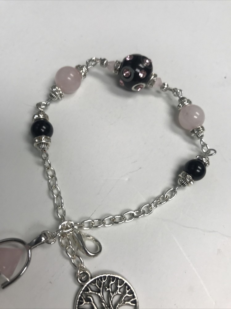 Rose Quartz Pendulum Bracelet with Onyx 13