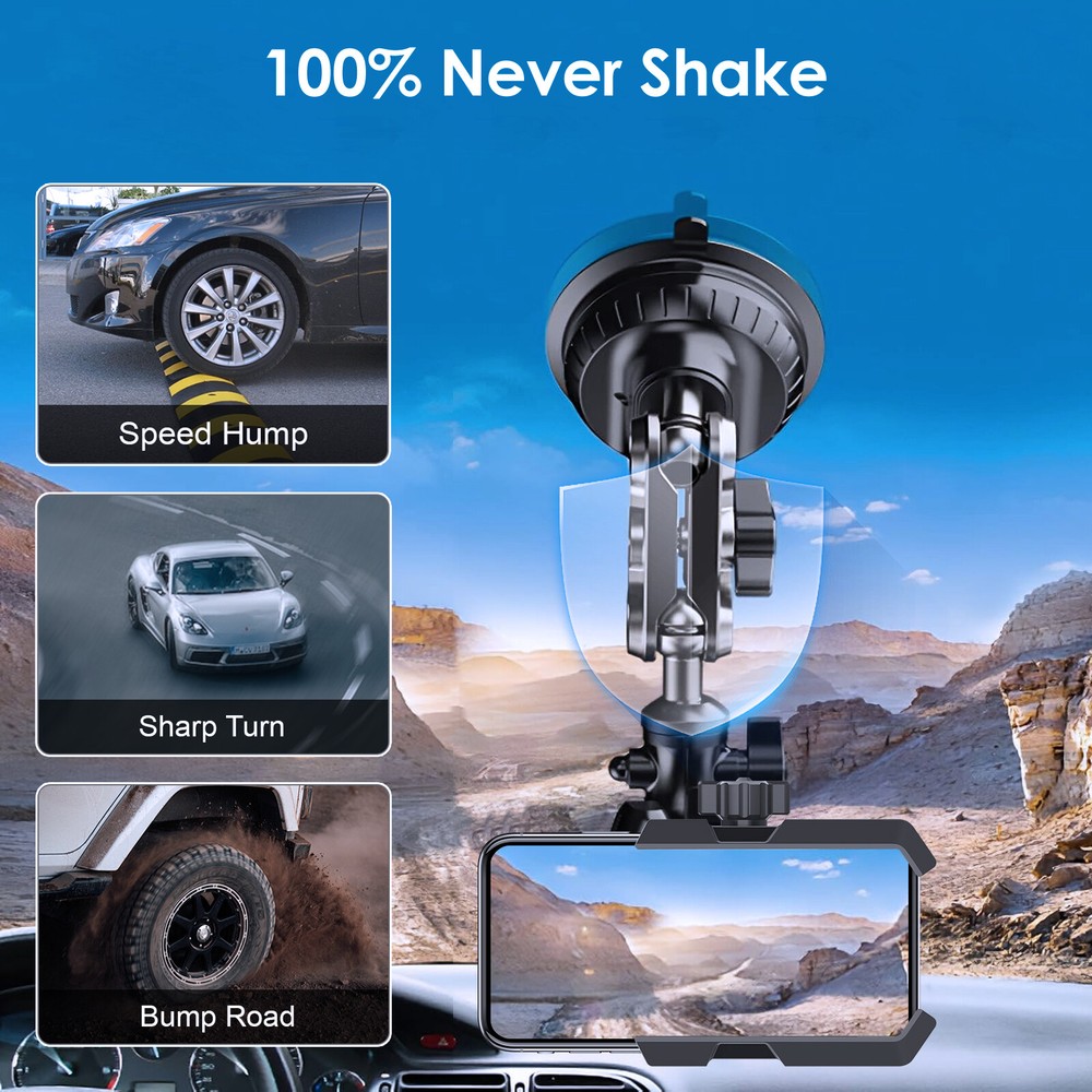 Car Phone Holder Dashboard Windshield Phone Mount for iPhone Samsung Universal