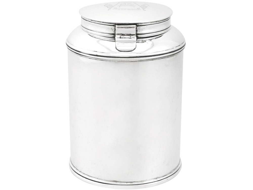 Antique Asian Silver Tea Caddy Grish Chunder Dutt Circa 1880