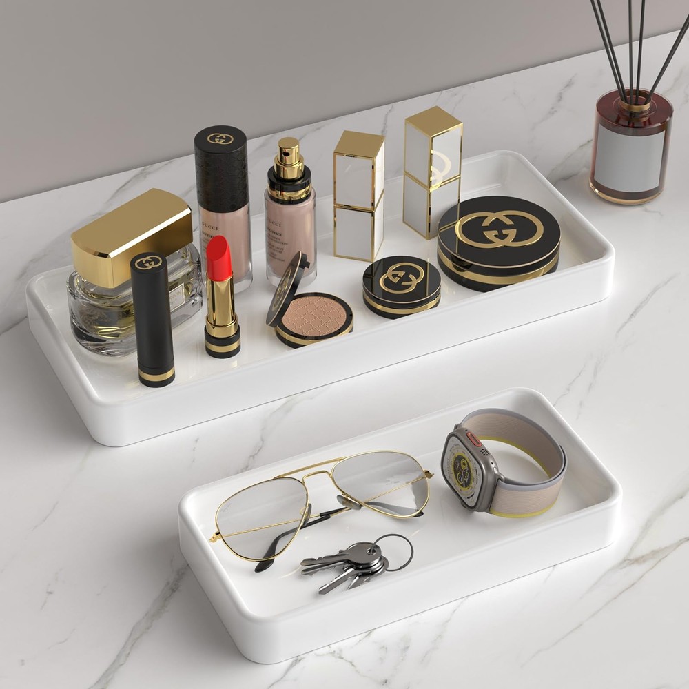 Gurygo 8" - Small Rectangular Vanity Tray for Bathroom - Ceramic Kitchen Soap...