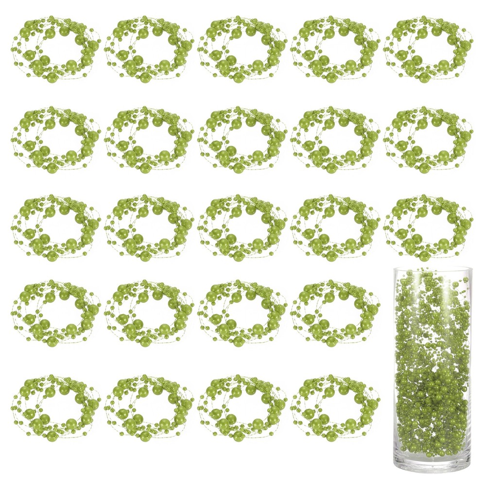 30pcs Artificial Pearl String for Floating Candle, 4.4 Ft Beads Pearl, Green