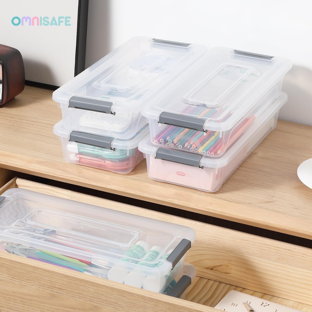 Plastic Storage Bin with Lid, Stackable Design, Clip Box for Crafts, Supplies...
