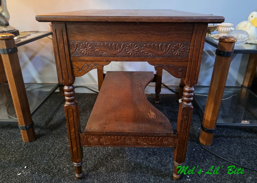 Antique 19th Century Oak Single Drawer Legs Work Table