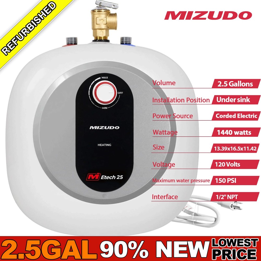 2.5 Gallon Electric Mini Tank Hot Water Heater Kitchen Sink Compact 1440W 120V