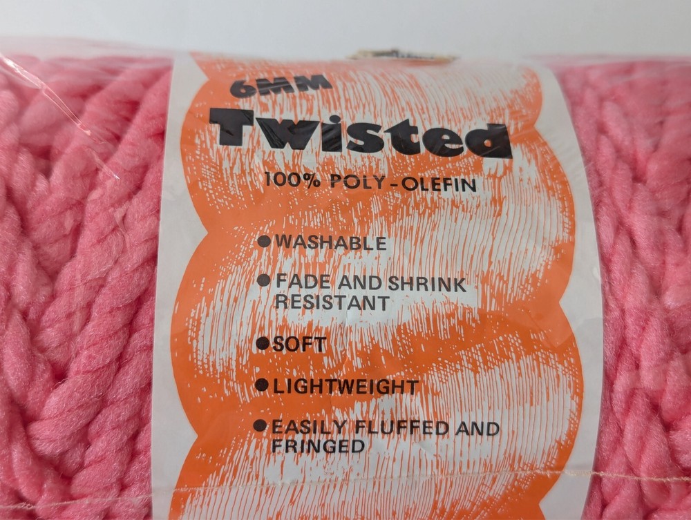 ACS Industries 6mm PINK Poly-olefin TWISTED Macrame Cord