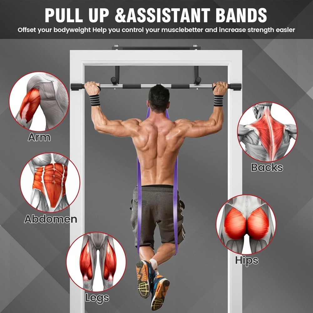Upgraded pull-up bar for doorways - 440 lbs. maximum weight capacity