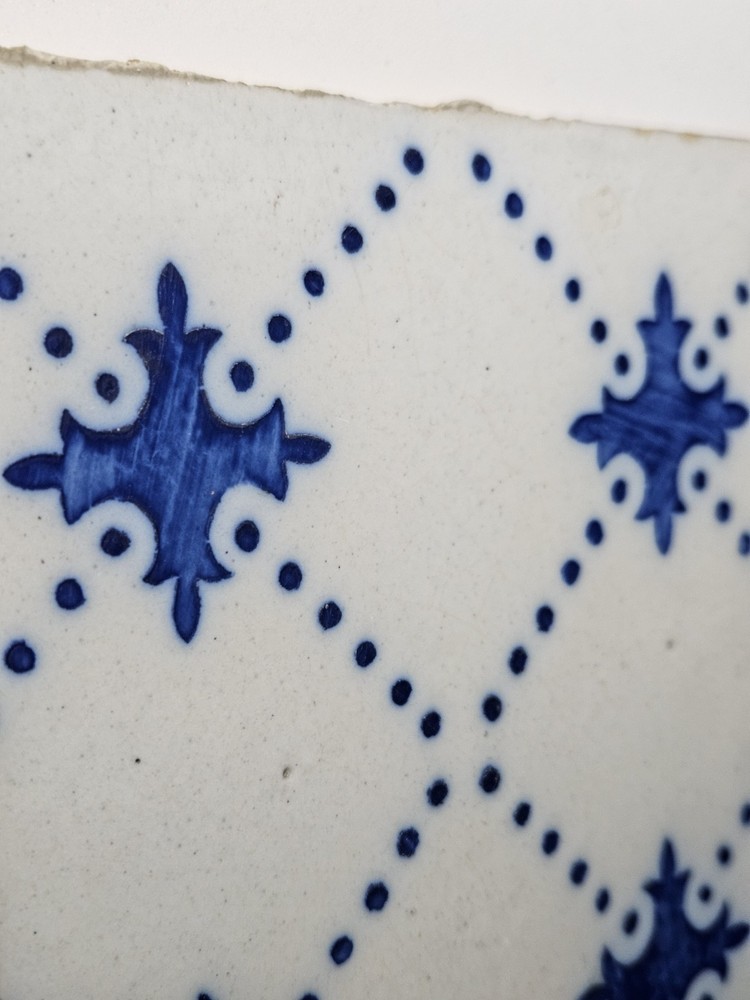 Authentic 19th Century Portugese Church Tile Earthenware Faience Cross Pattern