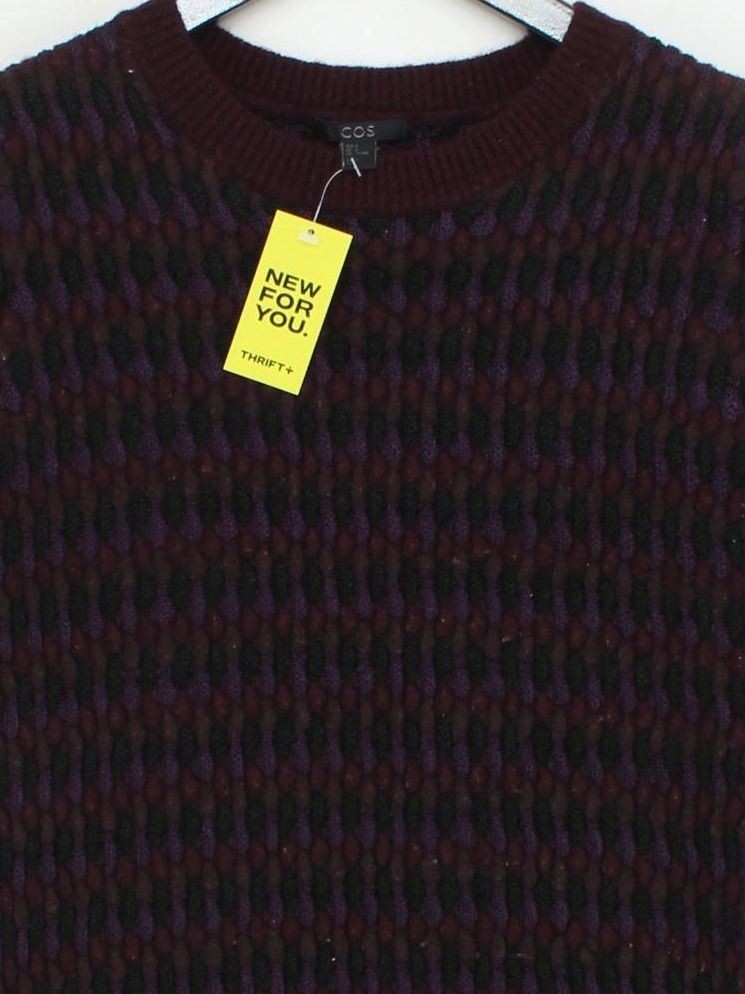 COS Women's Jumper S Multi Geometric Wool with Viscose Round Neck Pullover