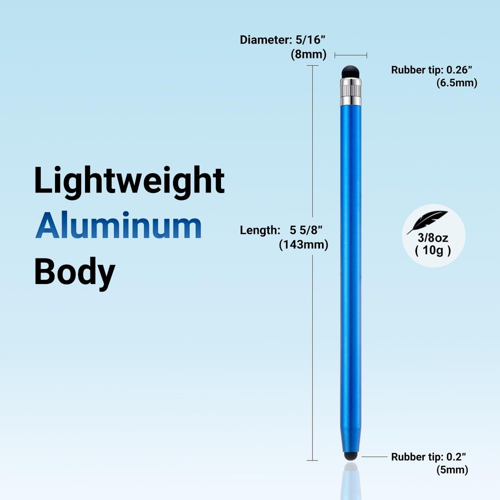 Blue 2-in-1 Stylus Pen High Precision for iPhone iPad Android Touchscreen