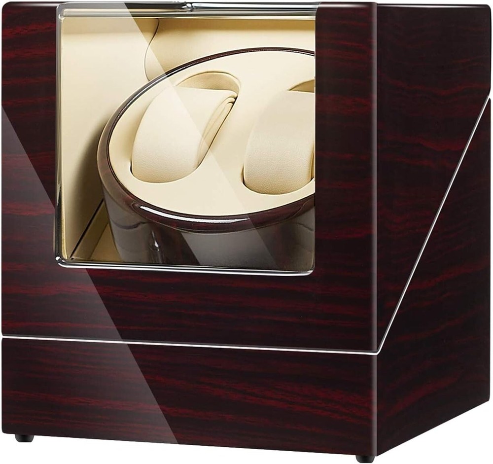 Double Watch Winder - Silent Japanese Motor - 5 Program Settings - Ebony Finish