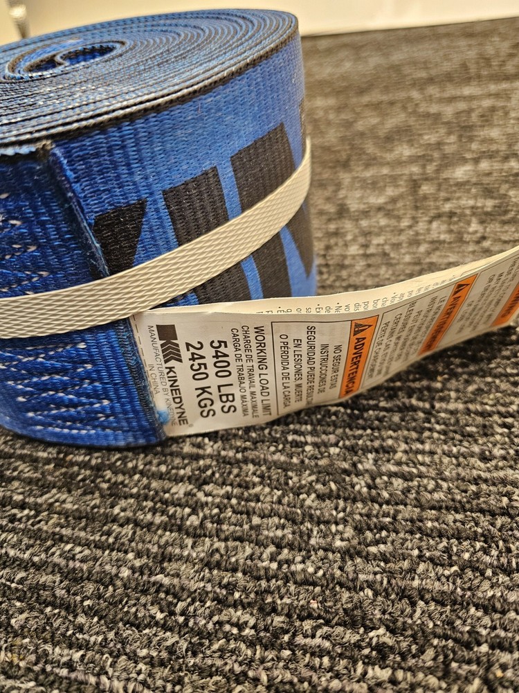 Kinedyne Cargo Winch Strap Flat Hook Blue Heavy Duty Tie Down 5400 Lbs WLL