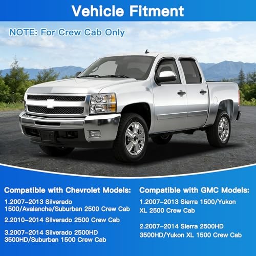 4Pcs Window Vent Visors, Outside-Mount Window 2007-2013 Silverado/Sierra