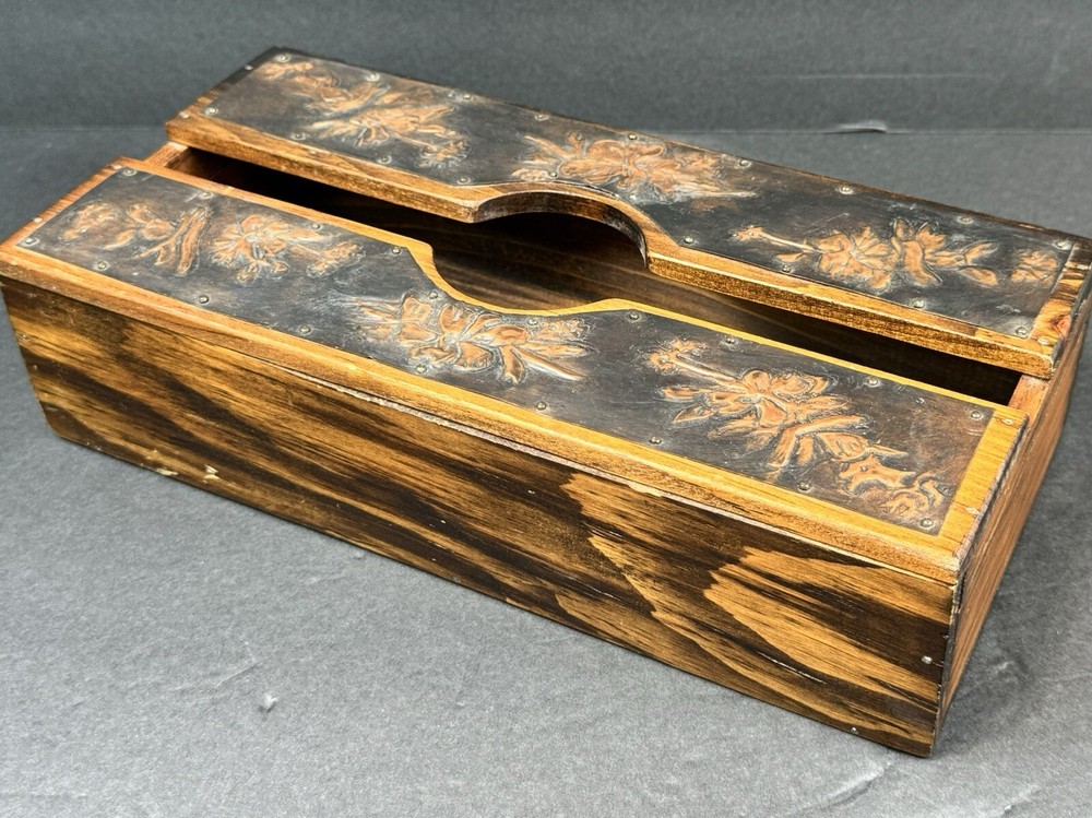 Wood & Copper Decorative Tissue Box Cover