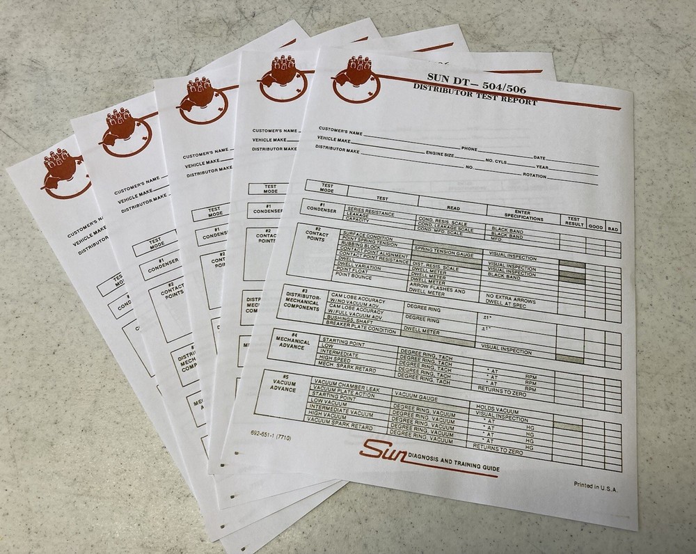 SUN Distributor Tester Instruction Manual Model 404 504 Syncrograph Sun Scope
