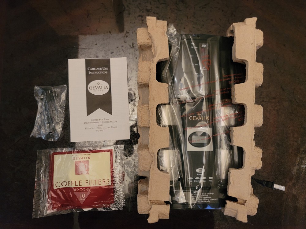 GEVALIA WS-02AT COFFEE FOR TWO PROGRAMMABLE COFFEEMAKER - NEW, OPEN BOX