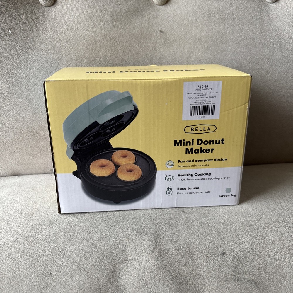 Bella Mini Donut Maker Non-Stick Easy Compact Design Makes 3 Donuts