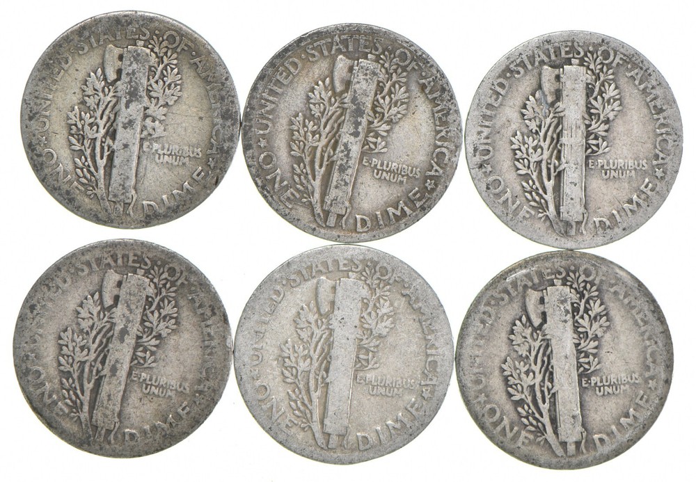 G+ 1918 Mercury 90% Silver Dime