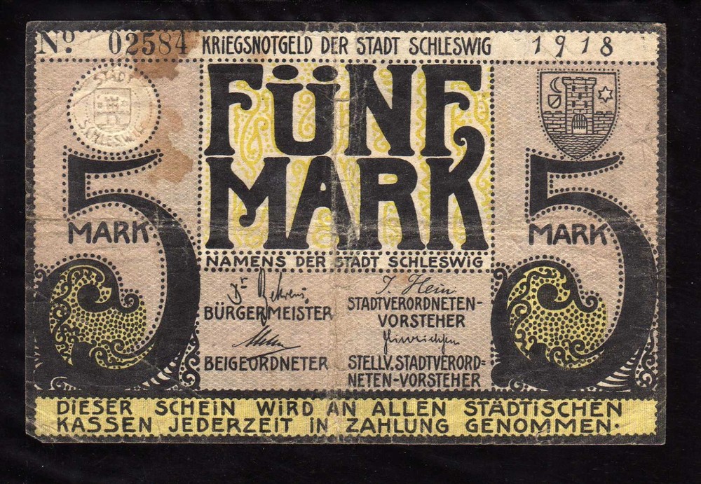 SCHLESWIG -  GERMANY NOTGELD   -  5 MARK