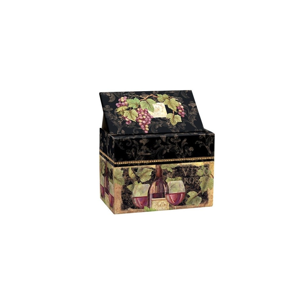Gilded Wine Card Recipe Box Small MULTI-Color Pattern for Kitchen