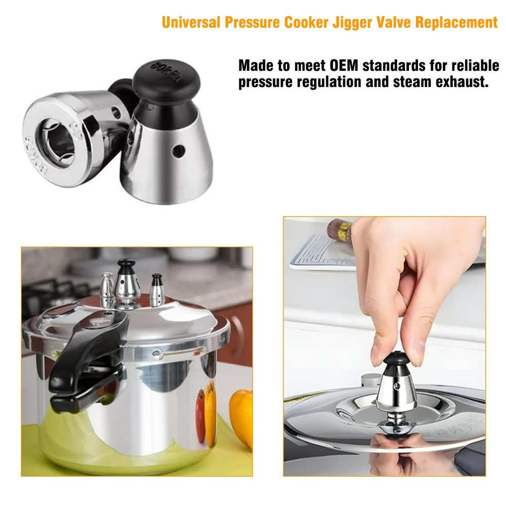 Universal Pressure Cooker Jigger Valve Replacement – Standard, Silver