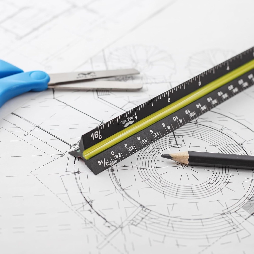 Architectural Scale, 12 inch, Black, Scale Ruler Contractor, Architect Scal, ...