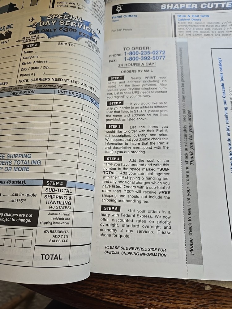 Cascade Tools Hardware Catalog 1995 Vintage Includes Price Sheet & Envelope