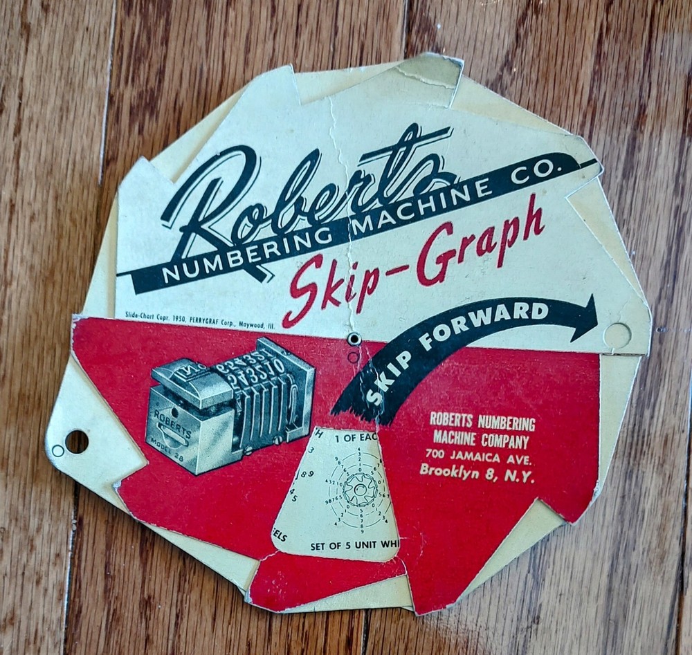 Roberts Numbering Machine Chart