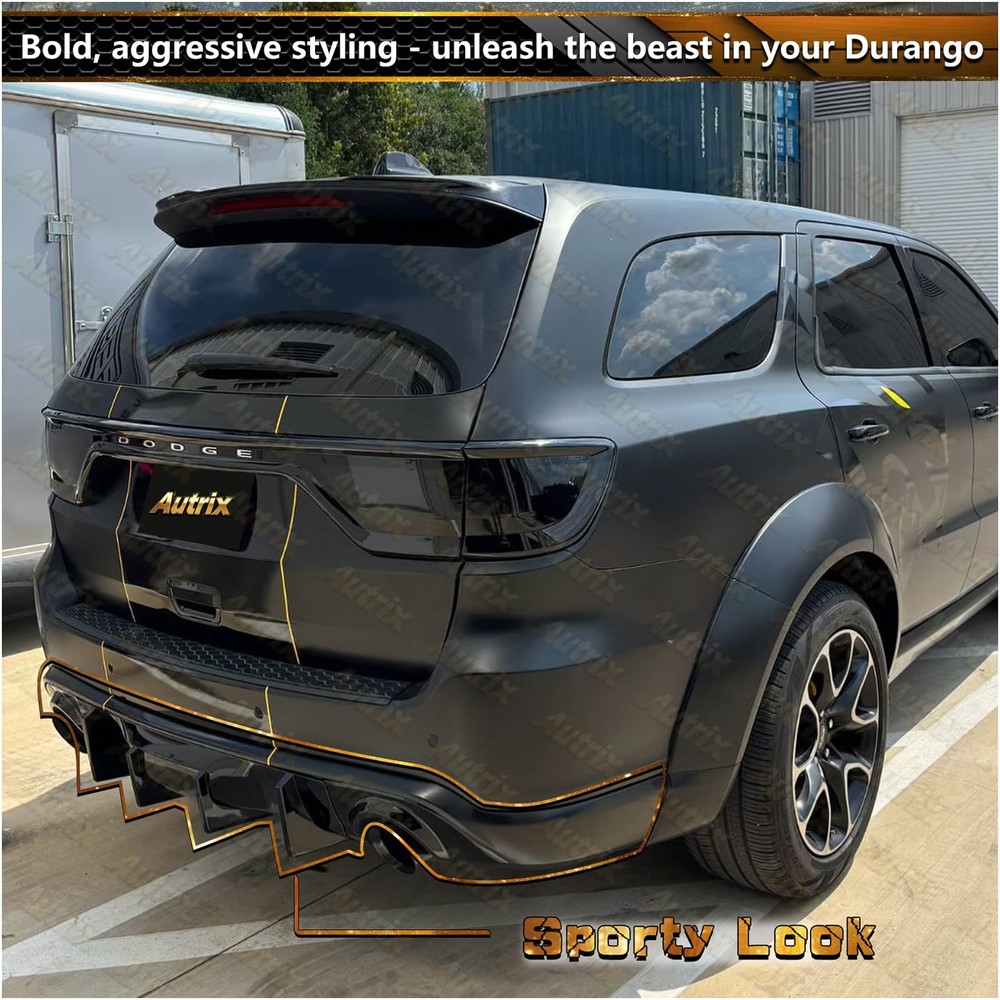 Rear Bumper Diffuser for Durango RT SRT 2011-2026 Shark Fin Gloss Black
