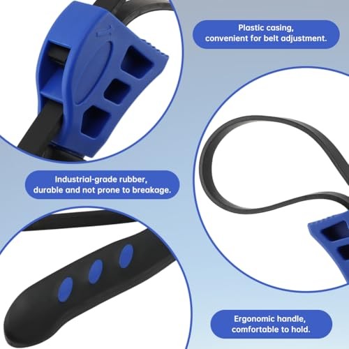 2-Pack Adjustable Rubber Strap Wrench Set, Max Diameter 4" and 6" Blue+black