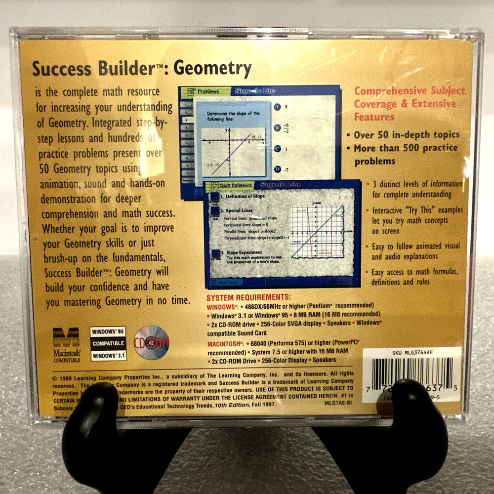 Geometry The Learning Company Success Builder CD-Rom Windows 95 & Mac - MINT