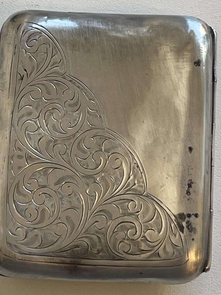 Antique Silver Curved Cigarette Case