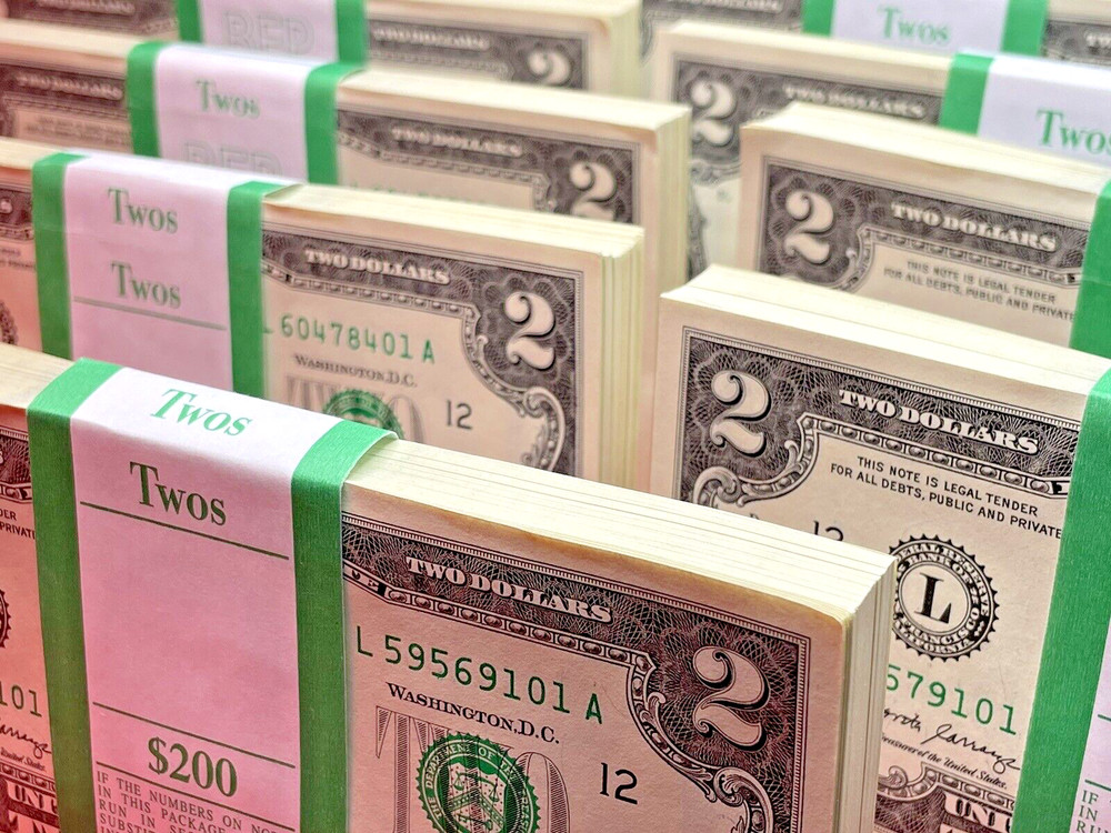 $2 Sequential Bills 5-Pack • UNC • Mint CRISP Notes - $10 Bundle
