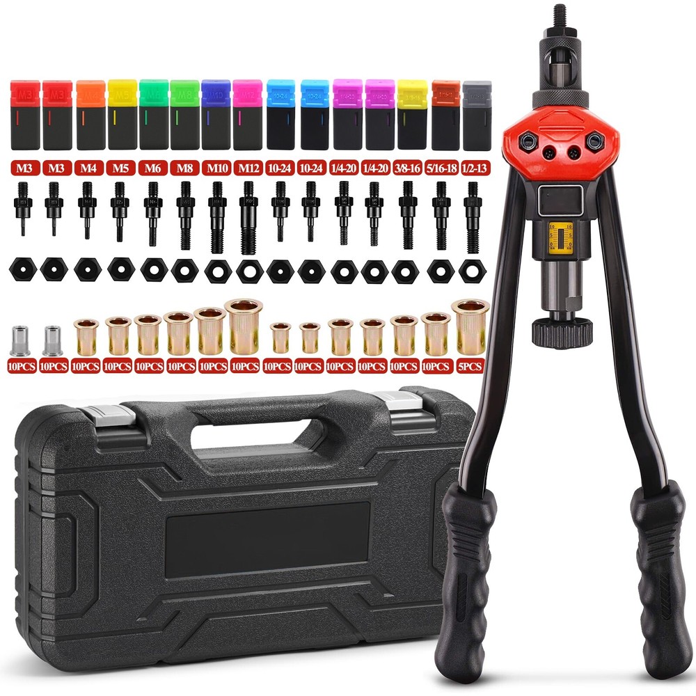 16'' Rivet Gun Rivnut Thread Setting Tool Nut Setter NutSert Metric&SAE 145 Nuts