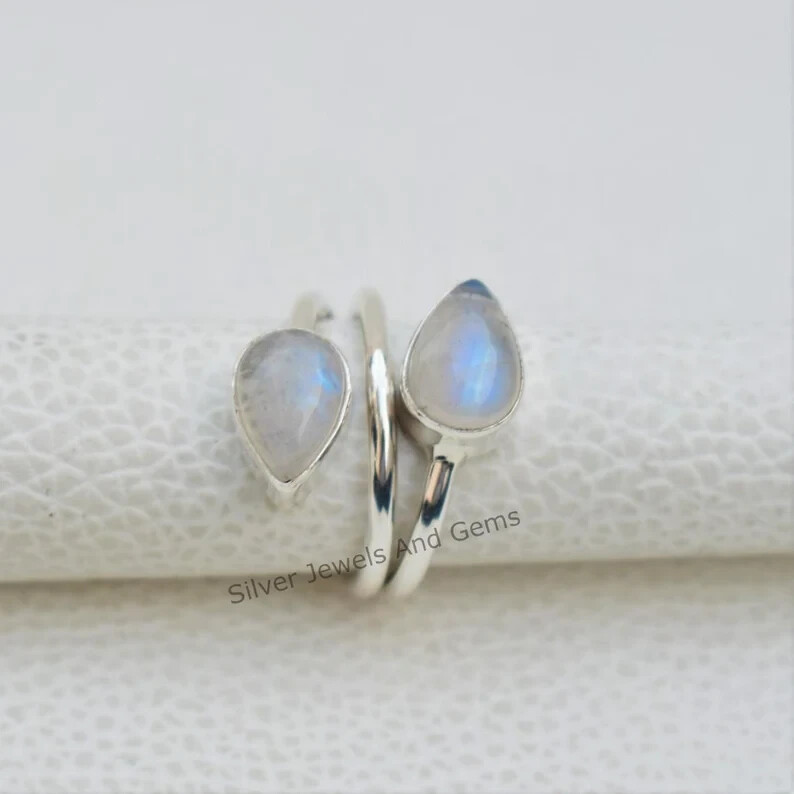 Natural Moonstone Ring 925 Sterling silver Band & Statement Handmade All Size
