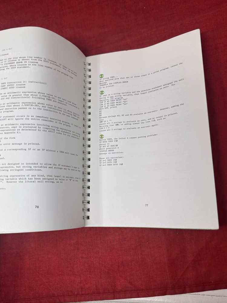 Applesoft II Basic Programming Reference Manual VTG 1978 w/ Foldout Spiral Book