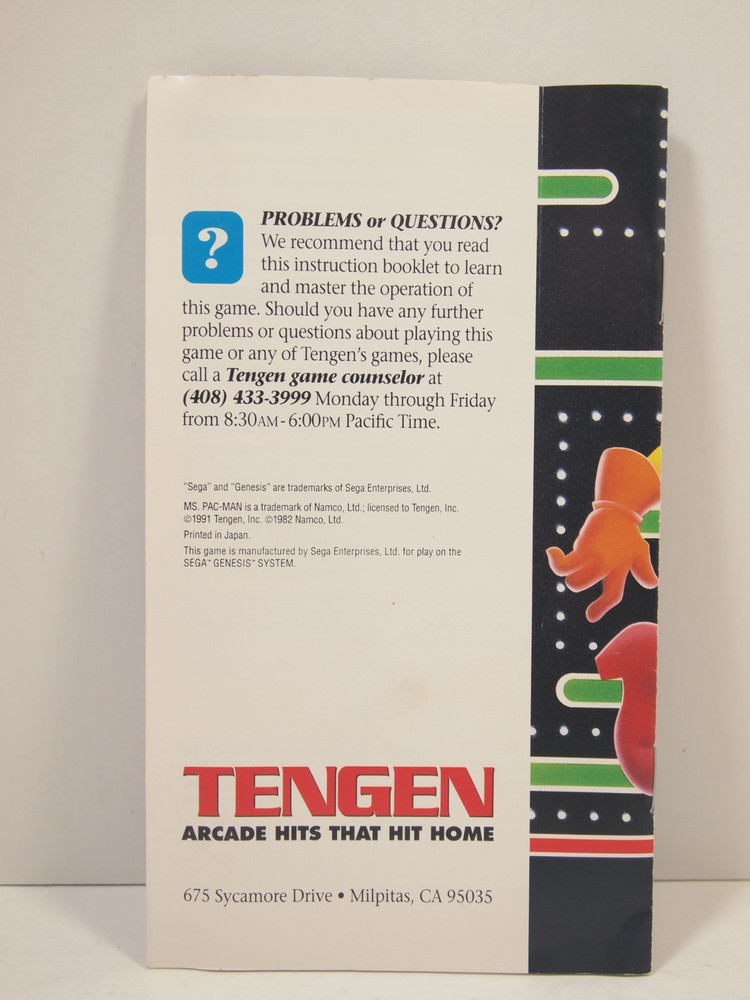 Ms. Pac-Man (SEGA Genesis) Authentic MANUAL ONLY