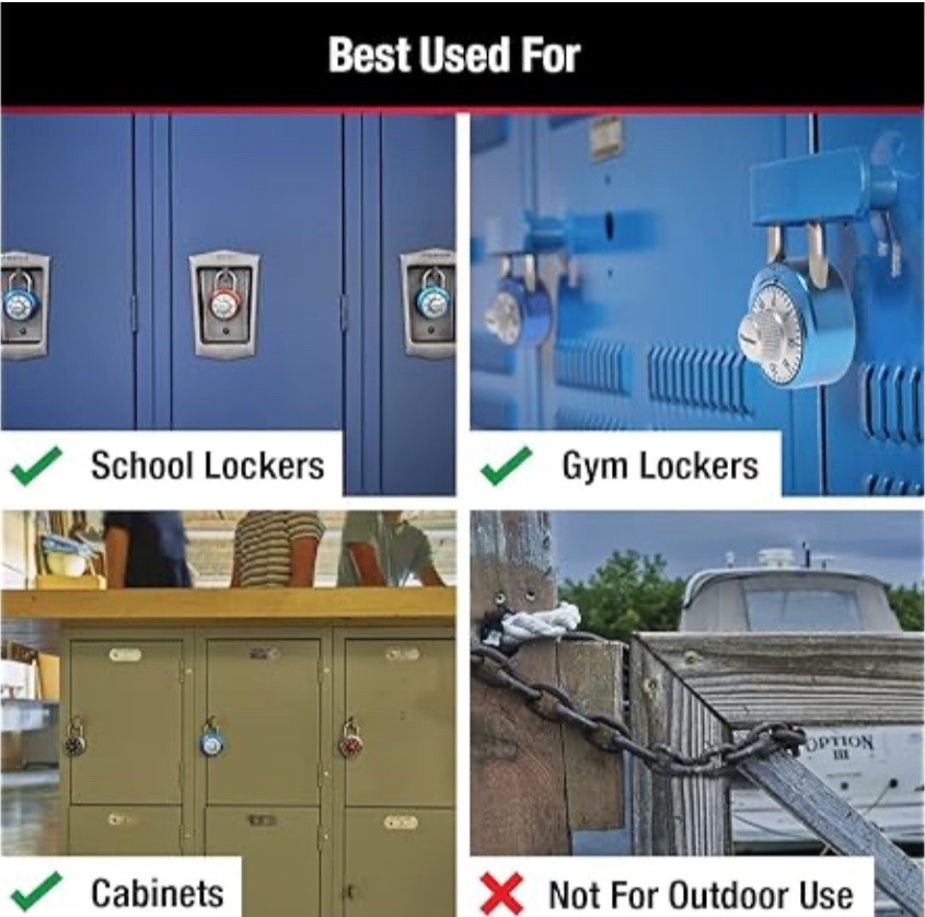 (2) Master Lock School Locker 3-Digit Combination Padlock Blue